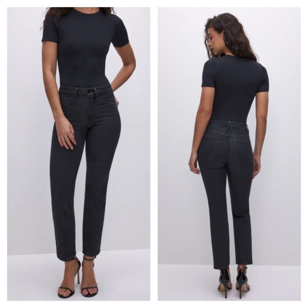 Good American Good Legs High Rise Straight Jeans In Black 184 New Womens Size 31